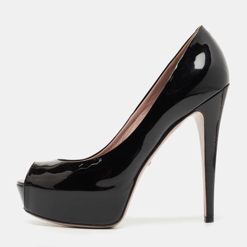 Patent Leather Peep Toe Platform Pumps Size 40 - Gucci - Modalova