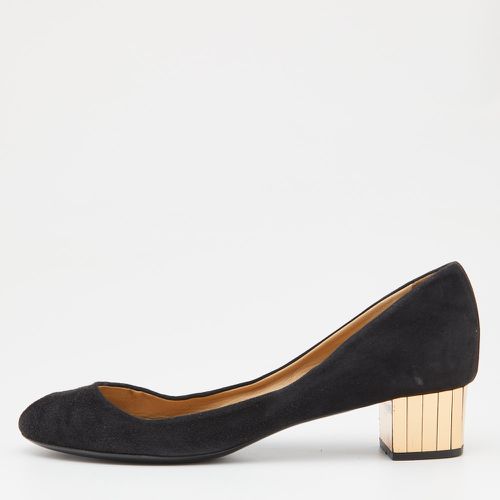 Suede Peep Toe Block Heel Pumps Size 40 - Gucci - Modalova