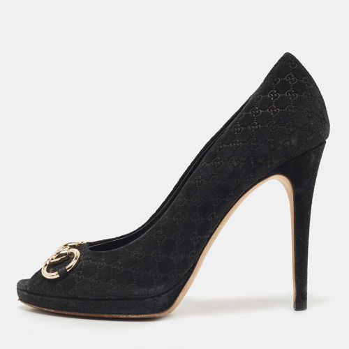 Suede Hollywood Peep Toe Pumps Size 38 - Gucci - Modalova