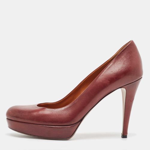 Leather Round Toe Platform Pumps Size 39 - Gucci - Modalova