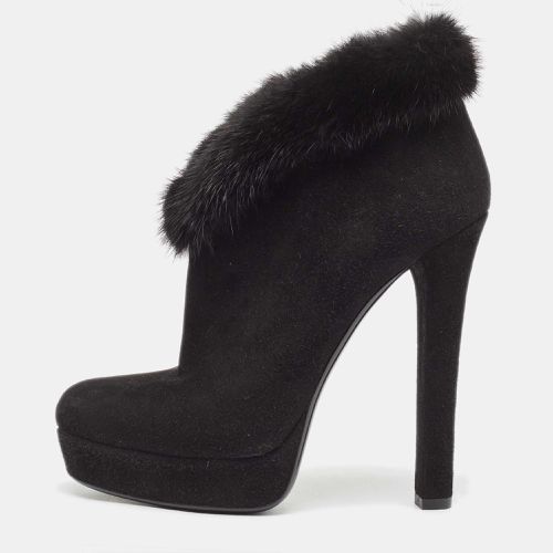 Suede and Fur Trim Ankle Boots Size 37 - Gucci - Modalova