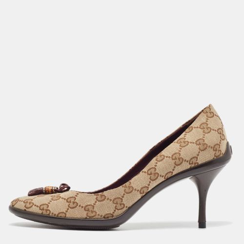 Brown GG Crystal Canvas Web Bow Pumps Size 40 - Gucci - Modalova