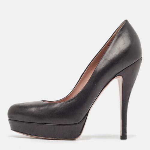 Leather Platform Round Toe Pumps Size 38.5 - Gucci - Modalova