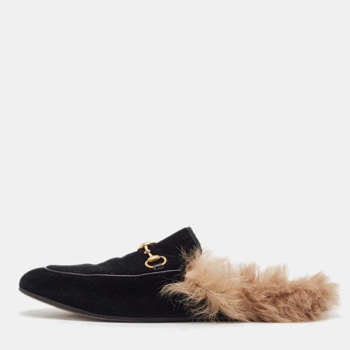 Velvet Fur Lined Princetown Flat Mules Size 39 - Gucci - Modalova