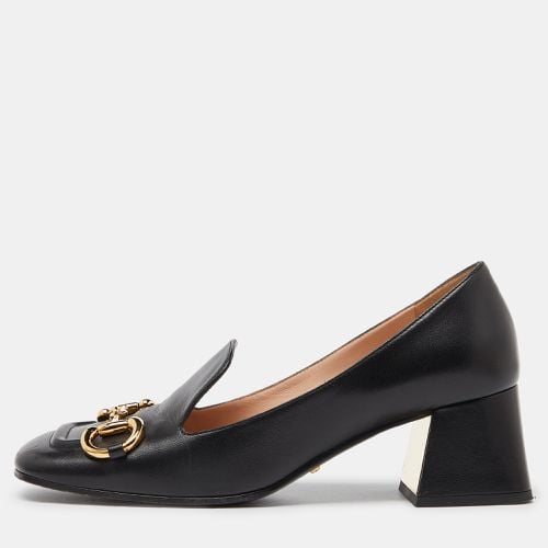 Leather Horsebit Block Heel Pumps Size 38.5 - Gucci - Modalova