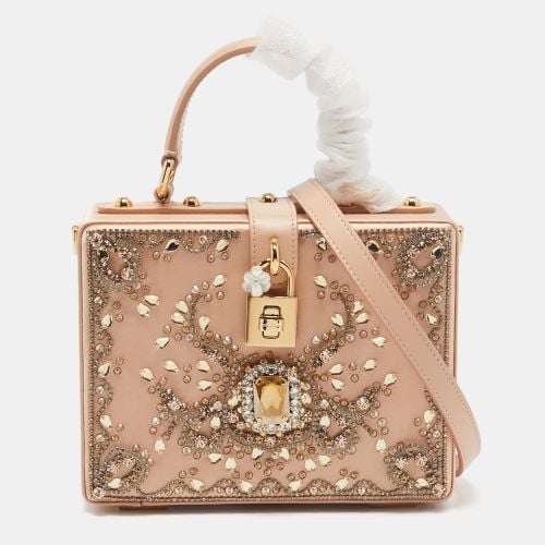 Satin and Leather Crystal Embellished Rosaria Box Top Handle Bag - Dolce & Gabbana - Modalova