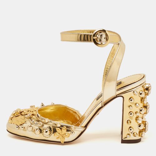 Leather Embellished Ankle Wrap Sandals Size 35 - Dolce & Gabbana - Modalova