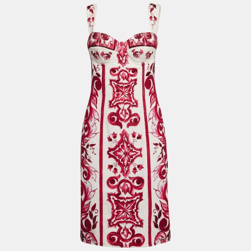 Majolica Print Terry Cotton Midi Dress M - Dolce & Gabbana - Modalova