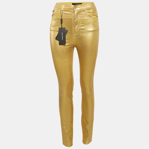 Gold Coated Cotton Grace Skinny Pants S - Dolce & Gabbana - Modalova