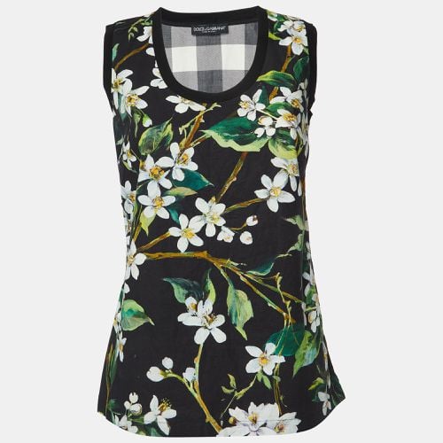 Floral and Checked Print Cotton Sleeveless Top S - Dolce & Gabbana - Modalova