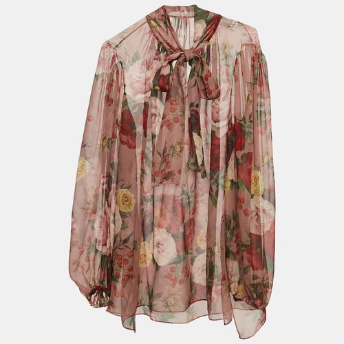 Floral Print Silk Neck-Tie Blouse L - Dolce & Gabbana - Modalova