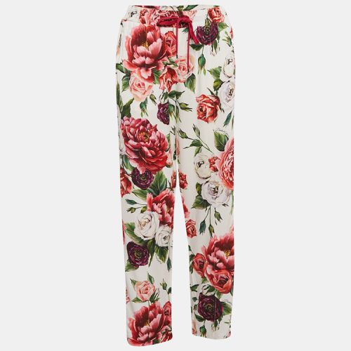 Floral Print Crepe Logo Tape Detail Trousers M - Dolce & Gabbana - Modalova