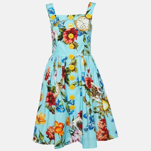 Floral Print Cotton Sleeveless Midi Dress M - Dolce & Gabbana - Modalova