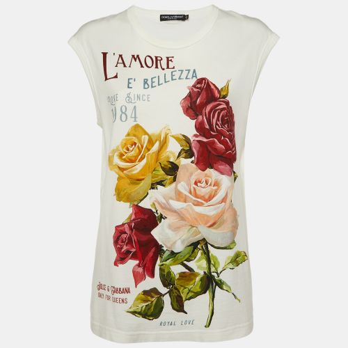 L'amore e Bellezza Print Cotton Sleeveless T-Shirt M - Dolce & Gabbana - Modalova