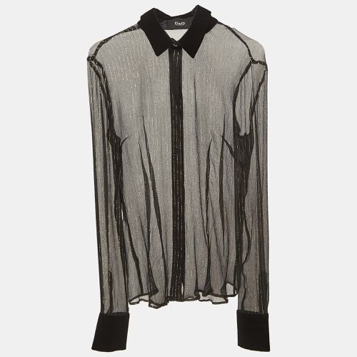 Gold Lurex Stripe Velvet Trim Sheer Shirt S - D&G - Modalova