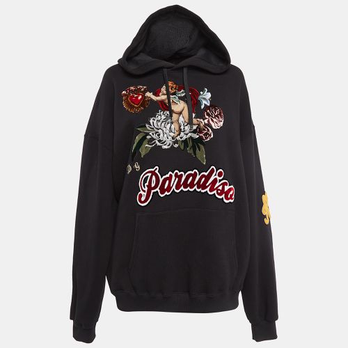 Cotton Knit Patch Detail Hooded Sweatshirt M - Dolce & Gabbana - Modalova