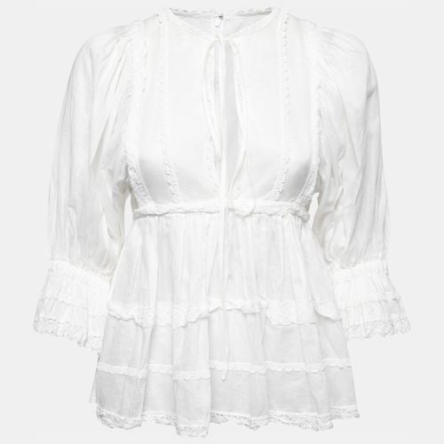 Batista Cotton Lace Trim Gathered Blouse S - Dolce & Gabbana - Modalova