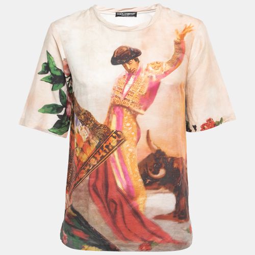 Bull Rider Printed Cotton & Linen T-Shirt XS - Dolce & Gabbana - Modalova