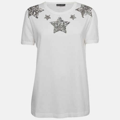 Star Embroidered Cotton Knit Tshirt S - Dolce & Gabbana - Modalova