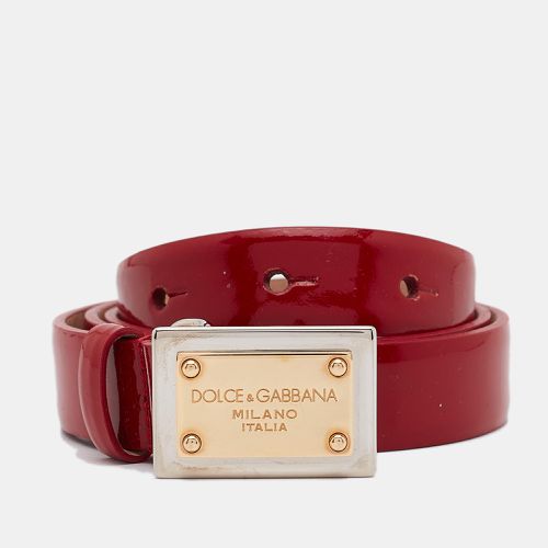 Patent Leather Logo Plaque Belt 75 CM - Dolce & Gabbana - Modalova