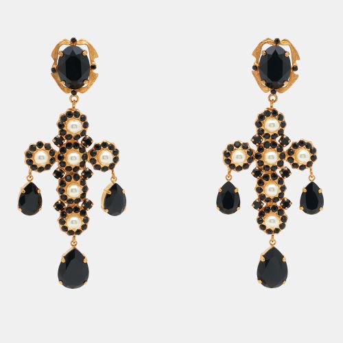 Cross Crystals Faux Pearl Tone Earrings - Dolce & Gabbana - Modalova