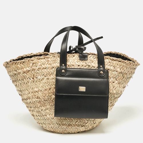 Natural/Black Raffia Kendra Basket Tote - Dolce & Gabbana - Modalova