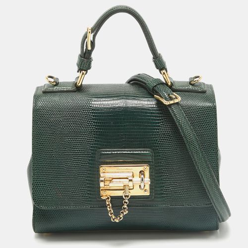 Lizard Embossed Leather Small Miss Monica Top Handle Bag - Dolce & Gabbana - Modalova