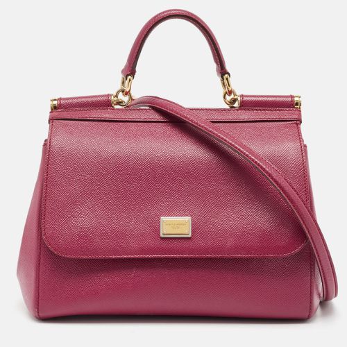 Magenta Leather Medium Miss Sicily Top Handle Bag - Dolce & Gabbana - Modalova