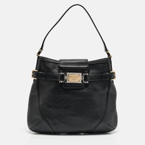 Pebbled Leather Miss Mary Hobo - Dolce & Gabbana - Modalova