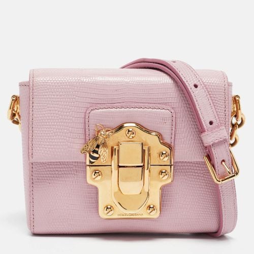 Lizard Embossed Leather Mini Lucia Crossbody Bag - Dolce & Gabbana - Modalova