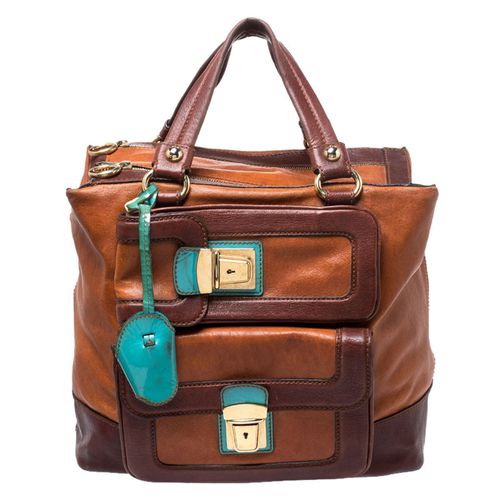 Turquoise Leather Push Lock Satchel - Dolce & Gabbana - Modalova