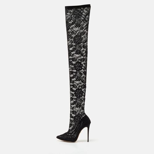 Lace and Mesh Knee Length Boots Size 37 - Dolce & Gabbana - Modalova