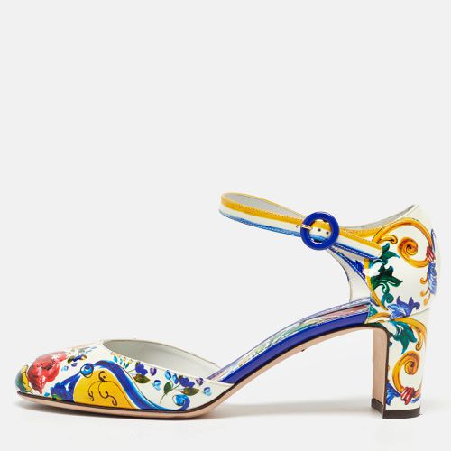 Patent Leather Floral Printed Ankle Strap Pumps Size 40 - Dolce & Gabbana - Modalova