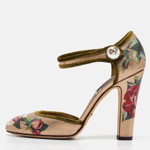 Floral Print Leather Ankle Strap Pumps Size 37 - Dolce & Gabbana - Modalova