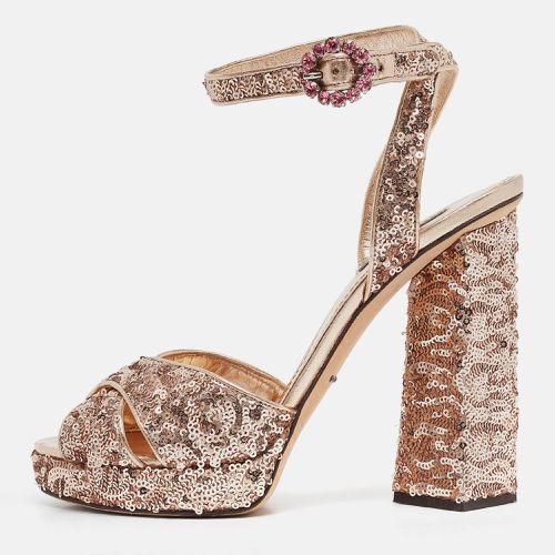 Leather and Sequins Platform Sandals Size 39 - Dolce & Gabbana - Modalova