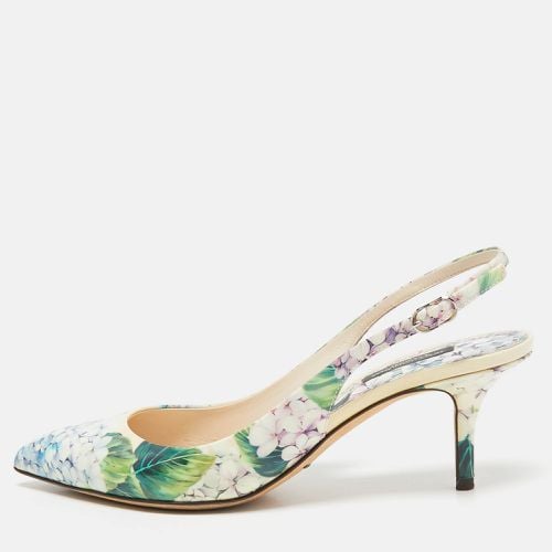 Floral Print Patent Leather Slingback Pumps Size 38.5 - Dolce & Gabbana - Modalova