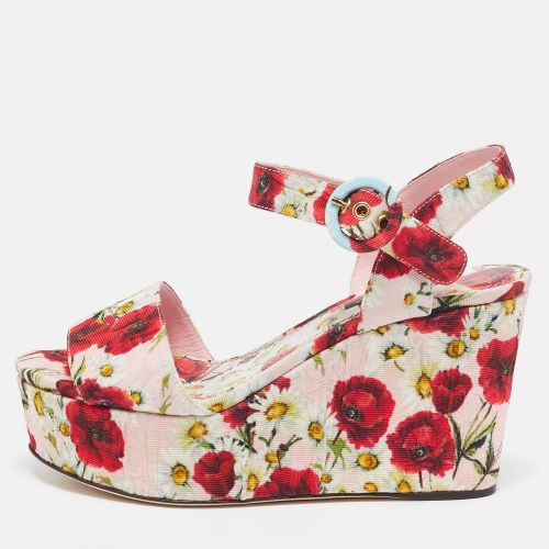 Floral Print Brocade Fabric Wedge Sandals Size 35 - Dolce & Gabbana - Modalova