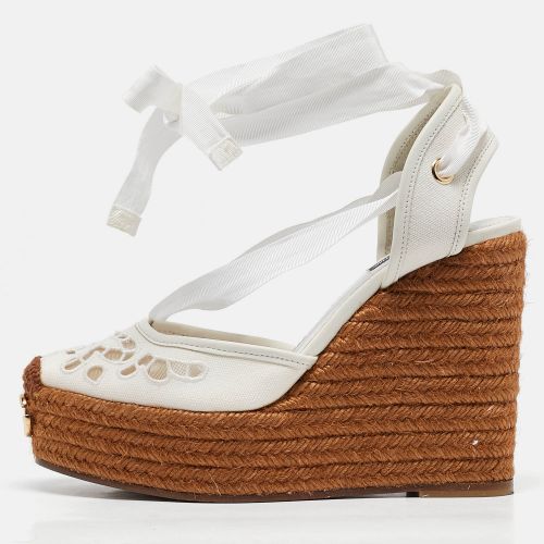 Lace and Canvas Espadrille Platform Wedge Sandals Size 37 - Dolce & Gabbana - Modalova
