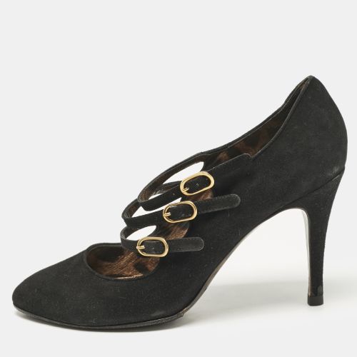 Suede Triple Buckle Mary Jane Pumps Size 39 - Dolce & Gabbana - Modalova