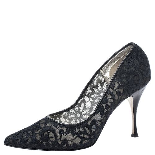 Embroidered Mesh And Leather Trim Pointed Toe Pumps Size 40 - Dolce & Gabbana - Modalova