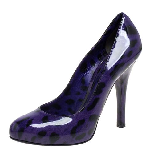 Black Leopard Print Patent Leather Platform Pumps Size 37.5 - Dolce & Gabbana - Modalova