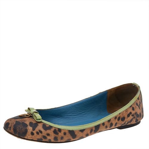 Green Leopard Print Coated Canvas And Patent Leather Ballet Flats Size 40 - Dolce & Gabbana - Modalova