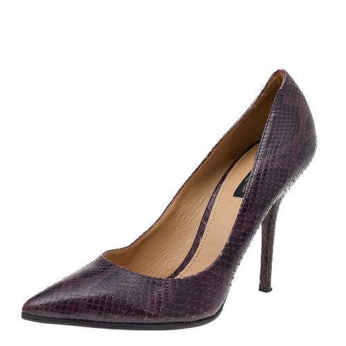 Dark /Black Snakeskin Pointed Toe Pumps Size 40 - Dolce & Gabbana - Modalova