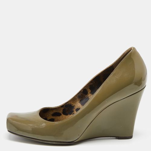 Olive Patent Leather Wedge Pumps Size 38 - Dolce & Gabbana - Modalova