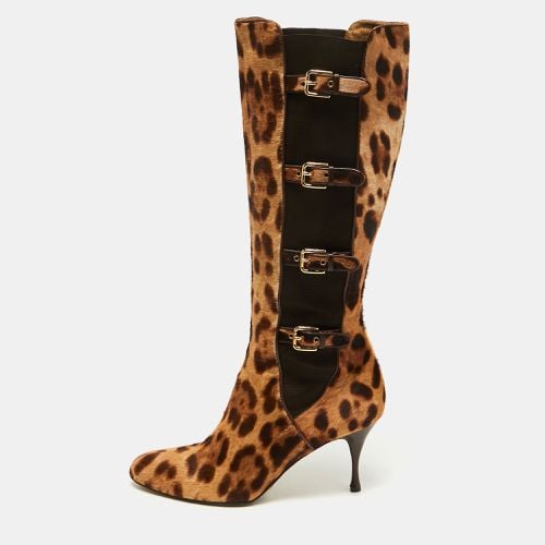 Leopard Print Calf Hair Knee Length Boots Size 41 - Dolce & Gabbana - Modalova