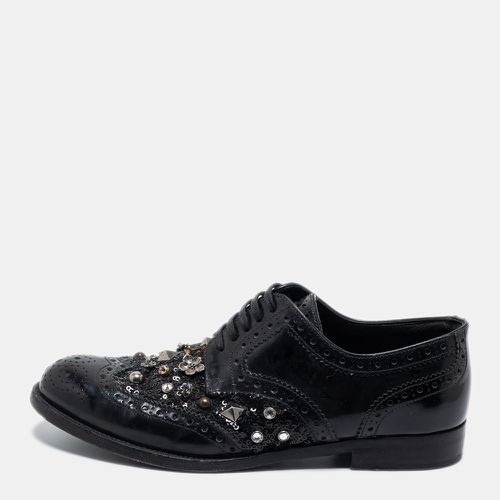 Brogue Leather Studded Embellished Lace Oxfords Size 36.5 - Dolce & Gabbana - Modalova