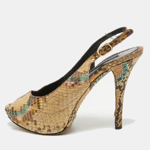 Beige/ Python Leather Slingback Pumps Size 35.5 - Dolce & Gabbana - Modalova