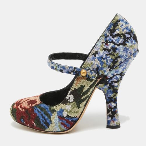 Knit Fabric Floral Print Block Heel Pumps Size 38 - Dolce & Gabbana - Modalova