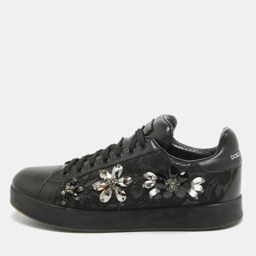 Leather Crystal Embellished Low Top Sneakers Size 39 - Dolce & Gabbana - Modalova