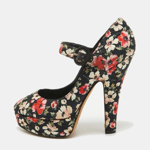 Floral Printed Fabric Mary Jane Platform Pumps Size 40 - Dolce & Gabbana - Modalova